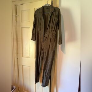 Olive green polka dot Madewell jumpsuit